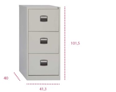 ARCHIVADOR METÁLICO ESTRECHO CON 3 CAJONES | LA OFICINA ONLINE