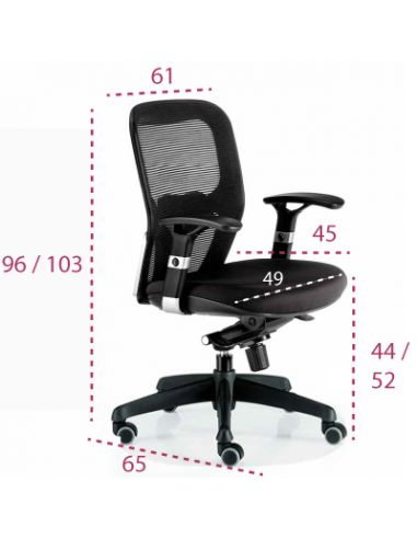 Medidas silla ergonómica Boston de Euromof