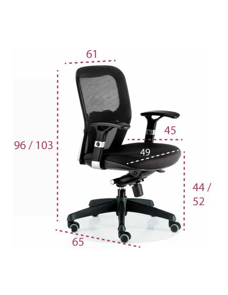 Medidas silla ergonómica Boston de Euromof