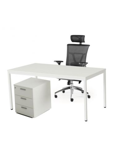 Pack de mesa escritorio Lite, silla ergonómica Ankara y cajonera 3 cajones de melamina