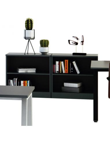 Mesa de escritorio con estantería de color roble, barata.