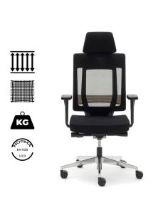 Sillón de dirección MONTREAL negro. Con soporte lumbar y malla técnica de alta resistencia. 2