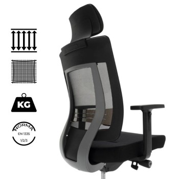 Sillón de dirección Montreal con malla técnica de alta resistencia y asiento de espuma de alta densidad