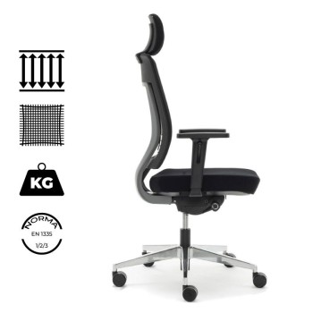 Sillón direccional Montreal, ultra resistente. Con malla técnica.