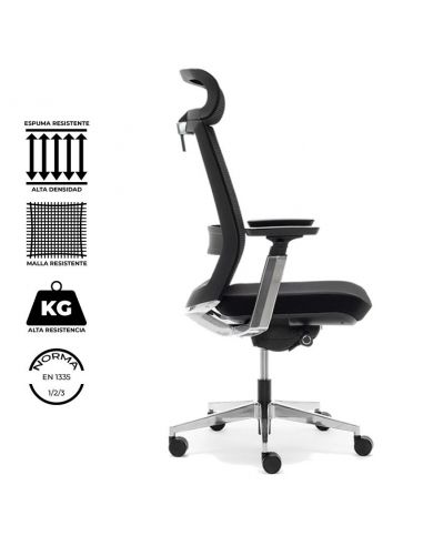 Sillón XXL de dirección. Respaldo en malla ultra resistente con soporte lumbar. Con cabezal regulable. Sillón XXL de dirección. Respaldo en malla ultra resistente con soporte lumbar. Con cabezal regulable.