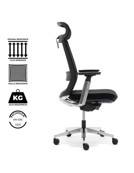 Sillón XXL de dirección. Respaldo en malla ultra resistente con soporte lumbar. Con cabezal regulable. Sillón XXL de dirección. Respaldo en malla ultra resistente con soporte lumbar. Con cabezal regulable.