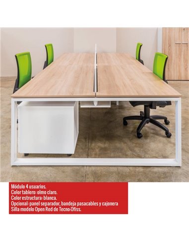 Mesa oficina multipuesto Skala de JGorbe en color olmo claro Mesa oficina multipuesto Skala de JGorbe en color olmo claro