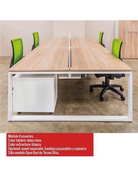 Mesa oficina multipuesto Skala de JGorbe en color olmo claro Mesa oficina multipuesto Skala de JGorbe en color olmo claro