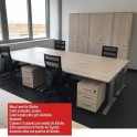 Mesa oficina elevable Level de JGorbe color acacia gris aluminio