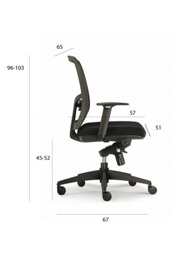 Medidas silla ergonómica oficina Chicago de Euromof Medidas silla ergonómica oficina Chicago de Euromof