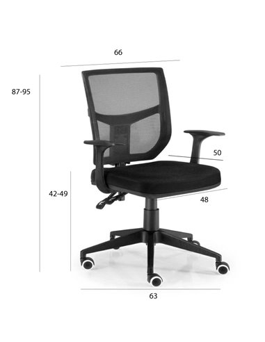 MEDIDAS SILLA ESCRITORIO GIRATORIA ROMA DE EUROMOF