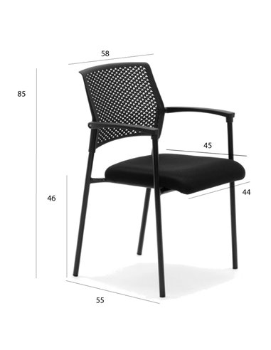 MEDIDAS SILLA CONFIDENTE OFICINA CON BRAZOS MANILA DE EUROMOF