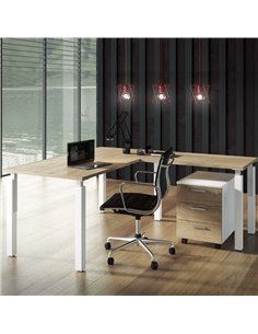 Mesa de oficina NEKO fondo 80 cm, 4 patas metálicas, color blanco