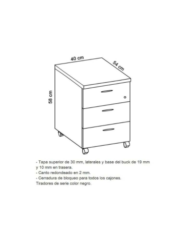 Cajonera con ruedas Bucks de euromof