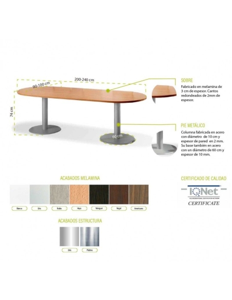 Mesa ovalada con bases metálicas euromof