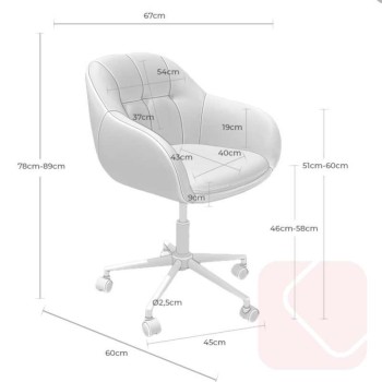 Silla de oficina Canterbury en color gris claro  medidas