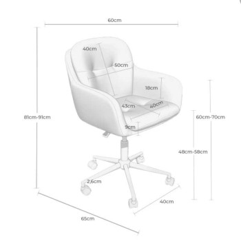 Silla de oficina ontario en color gris claro medidas