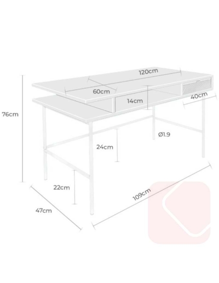 Escritorio Alabama roble/negro de madera con cajón