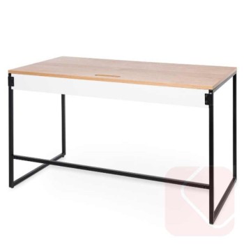 Mesa escritorio base metálica Hudson con base ligera en color blanco y negro