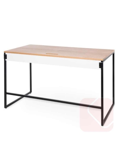 Mesa escritorio base metálica Hudson con base ligera en color blanco y negro