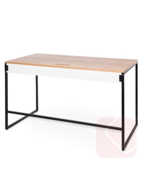 Mesa escritorio base metálica Hudson con base ligera en color blanco y negro