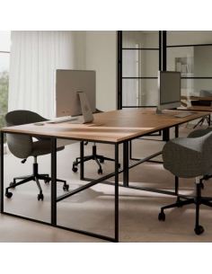 Mesa escritorio base metálica Hudson con base ligera en color blanco y negro 2