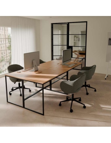 Mesa escritorio base metálica Hudson con base ligera en color blanco y negro