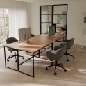 Mesa escritorio base metálica Hudson con base ligera en color blanco y negro
