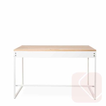 Mesa escritorio base metálica Hudson con base ligera en color blanco y negro