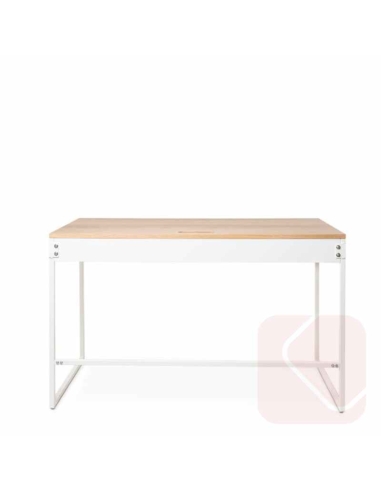 Mesa escritorio base metálica Hudson con base ligera en color blanco y negro