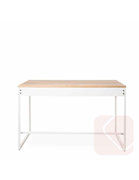 Mesa escritorio base metálica Hudson con base ligera en color blanco y negro