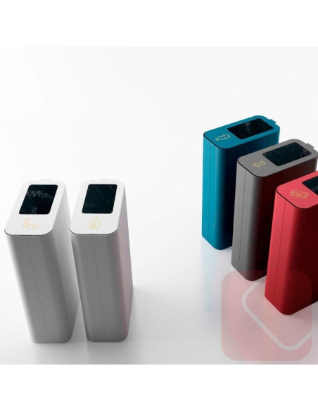 Papelera de reciclaje con tapa para residuos.