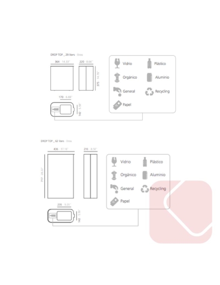 PAPELERA OFICINA DROP TOP DE SYSTEMTRONIC