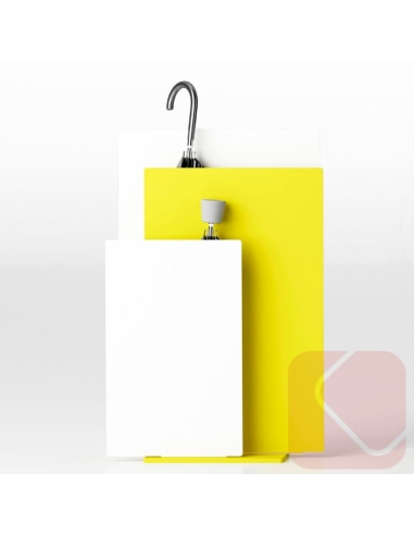 Paragüero Sou de Systemtronic, diseño en acero pintado con recogida de agua y opción de montaje mural o de pie. Paragüero Sou de Systemtronic, diseño en acero pintado con recogida de agua y opción de montaje mural o de pie.