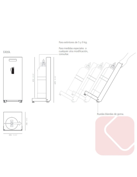 Soporte para extintores Faya – funcionalidad, movilidad y diseño discreto
