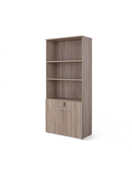 Armario de oficina con puertas bajas, cerradura y estantes de JGorbe en color olmo