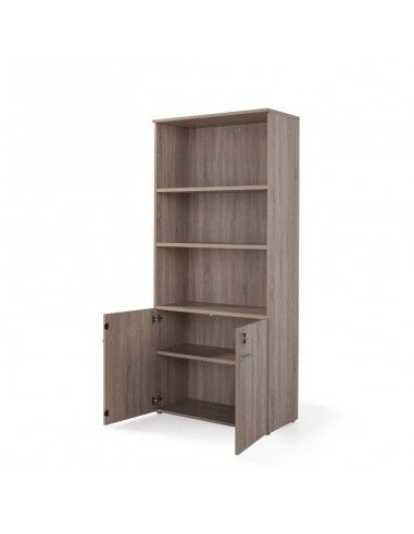Armario de oficina con puertas bajas, cerradura y estantes de JGorbe en color olmo claro