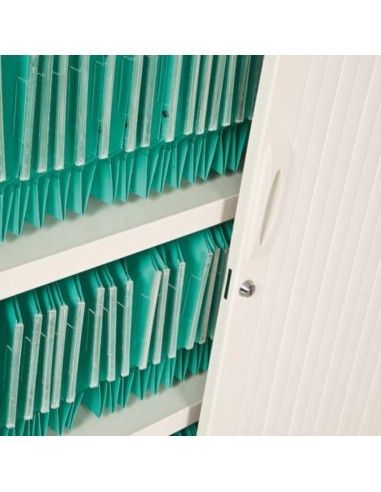 Detalle carpetas armario oficina persiana vertical de Gapsa en blanco Detalle carpetas armario oficina persiana vertical de Gapsa en blanco