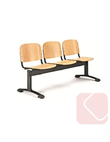 BANCADA DE ESPERA B3MA MADERA. ESTRUCTURA METÁLICA CON ASIENTO Y RESPALDO DE MADERA LAMINADA.