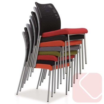 Silla fija Fram con respaldo de malla y asiento tapizado | Laoficinaonline