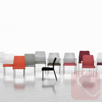 Silla fija Fram con respaldo de malla y asiento tapizado | Laoficinaonline