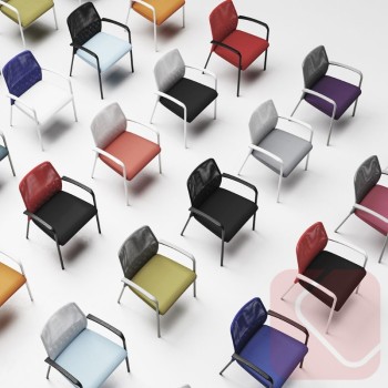 Silla fija Fram con respaldo de malla y asiento tapizado | Laoficinaonline