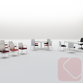 Silla fija Fram con respaldo de malla y asiento tapizado | Laoficinaonline