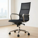 Sillón de despacho Berlín alto en malla transpirable con base cromada | laoficinaonline