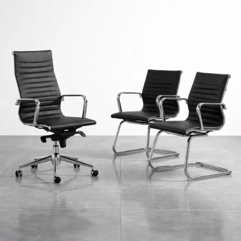Sillón de despacho Londres en ecopiel con base cromada | laoficinaonline