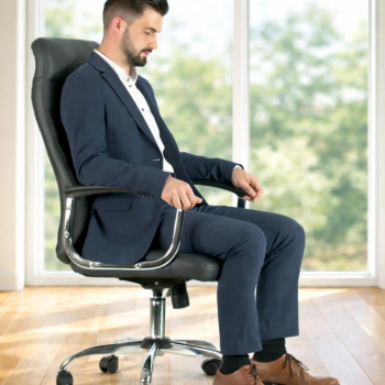 Sillón de despacho Oslo en ecopiel con base cromada | Laoficinaonline