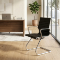 Silla confidente Londres en ecopiel con base patín cromada | laoficinaonline