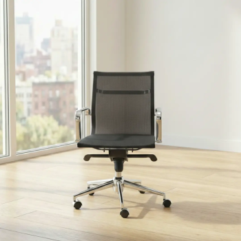 Sillón de despacho Berlín alto en malla transpirable con base cromada | laoficinaonline