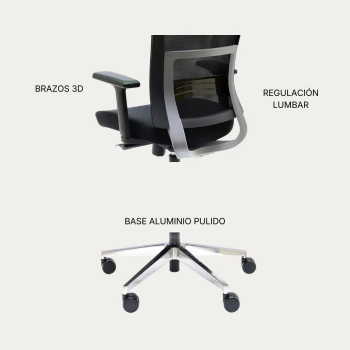 Silla ergonómica Atlanta con cabezal y brazos 3D | Laoficinaonline