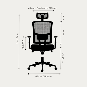 Silla ergonómica Viena con cabezal y respaldo de malla | Laoficinaonline